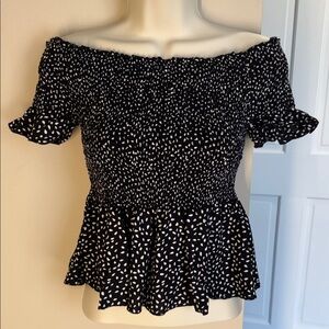 Japna smocked black and white top
